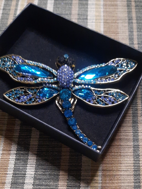 Jewelry - Blue Crystal Dragonfly Brooch - Women's Jewelry